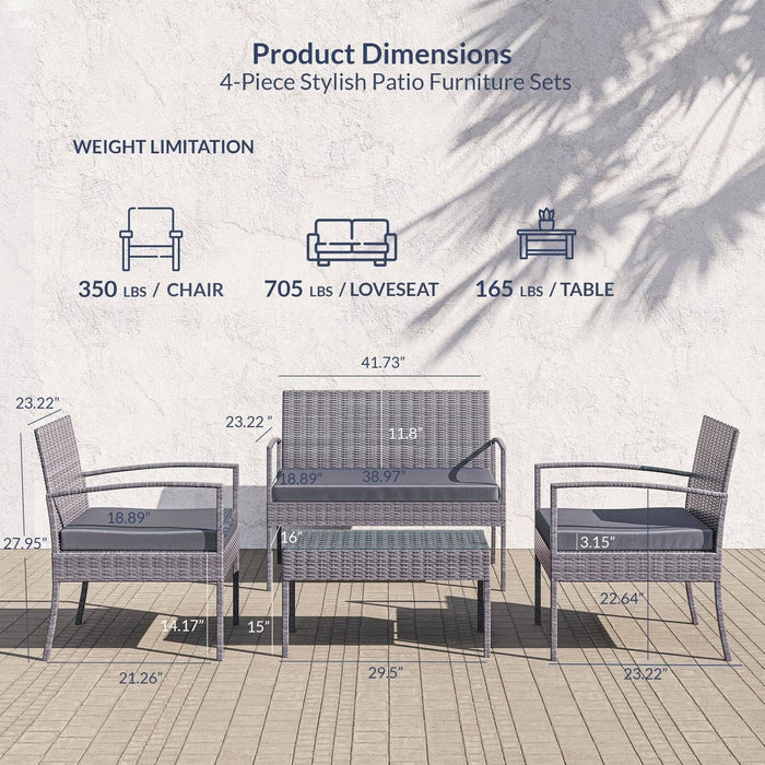 Gray Rattan Conversation Set