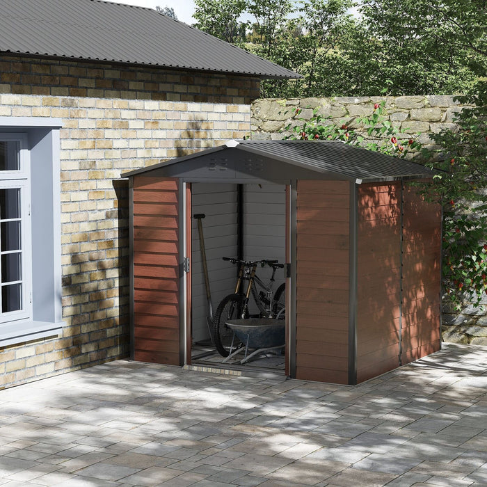 Wooden Style Outdoor Metal Storage Shed