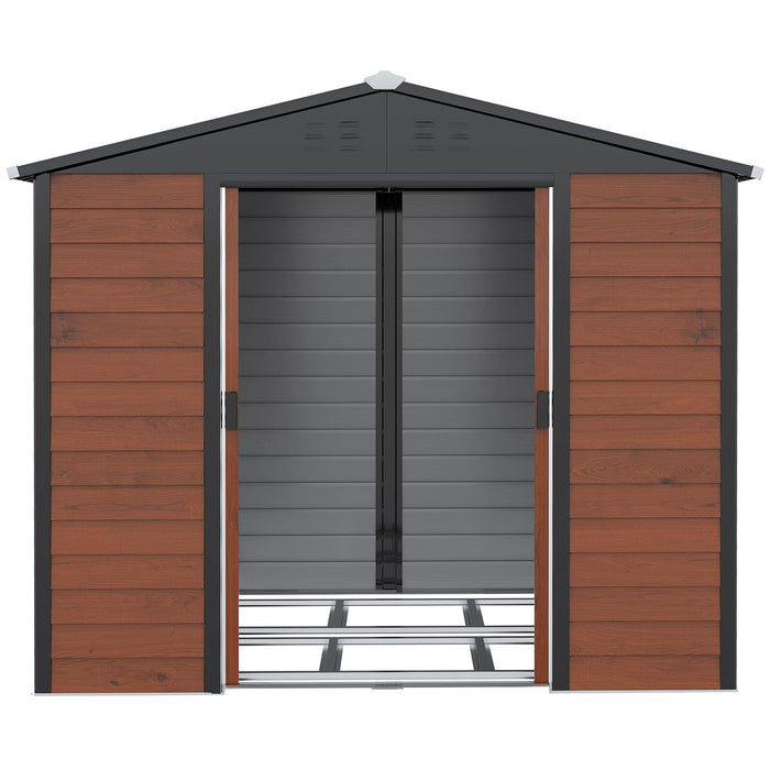 Wooden Style Outdoor Metal Storage Shed