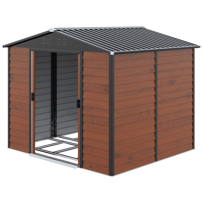 Wooden Style Outdoor Metal Storage Shed