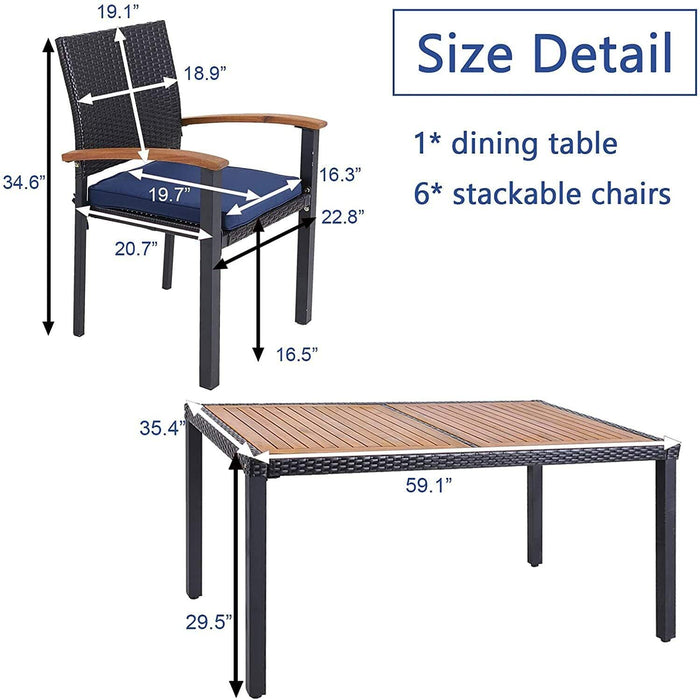 Blue Outdoor Patio Dining Set