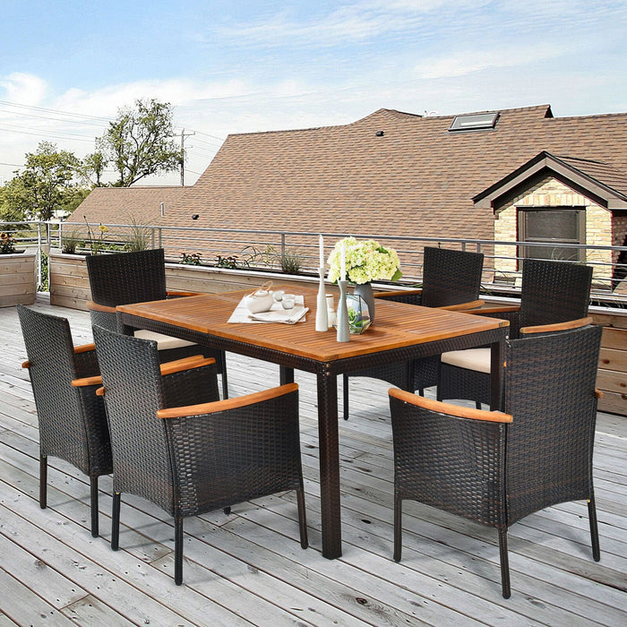 Acacia Wood Top Outdoor Dining Set