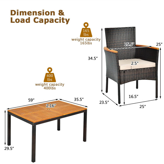 Acacia Wood Top Outdoor Dining Set