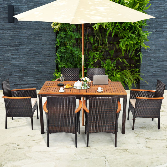 Acacia Wood Top Outdoor Dining Set