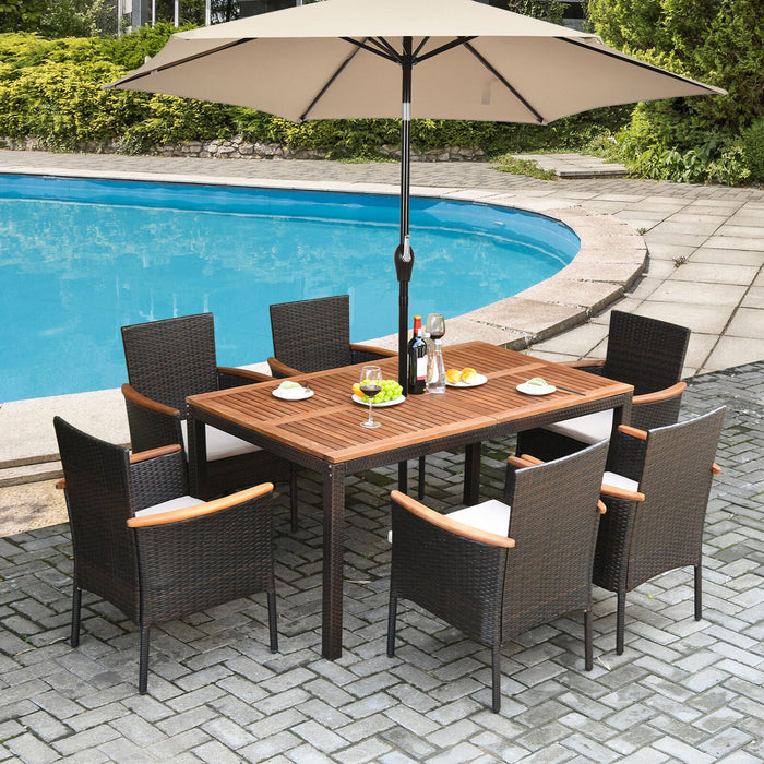 Acacia Wood Top Outdoor Dining Set