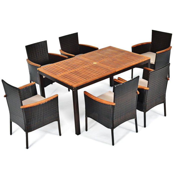 Acacia Wood Top Outdoor Dining Set