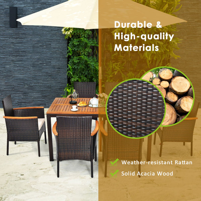 Acacia Wood Top Outdoor Dining Set